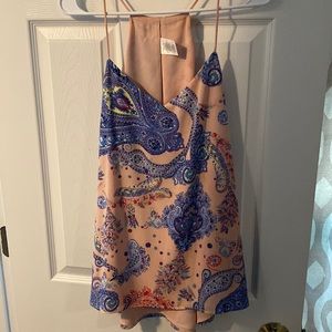 Express blouse/tank top. Size L. Peach with blue paisley design.